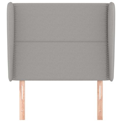 Горна табла за легло с уши, светлосива, 103x23x118/128 см, плат