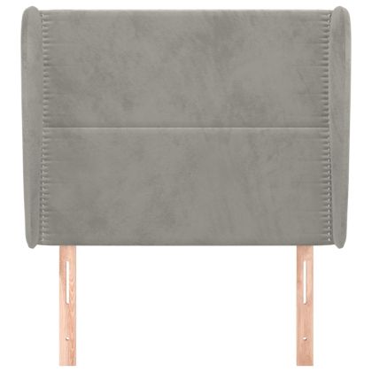 Горна табла за легло с уши светлосива 83x23x118/128 см кадифе