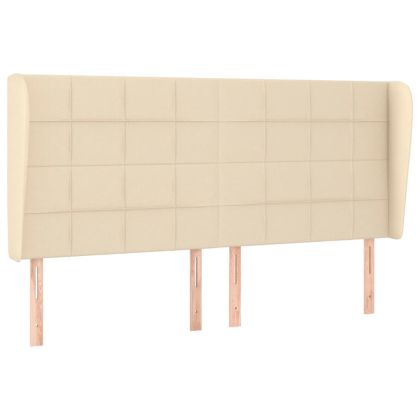 Горна табла за легло с уши, кремава, 203x23x118/128 см, плат