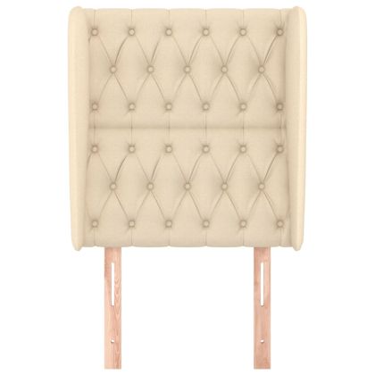 Горна табла за легло с уши, кремава, 83x23x118/128 см, плат