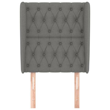 Горна табла за легло с уши, тъмносива, 83x23x118/128 см, плат