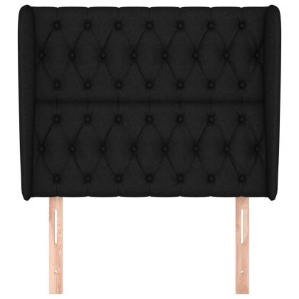 Горна табла за легло с уши, черна, 103x23x118/128 см, плат