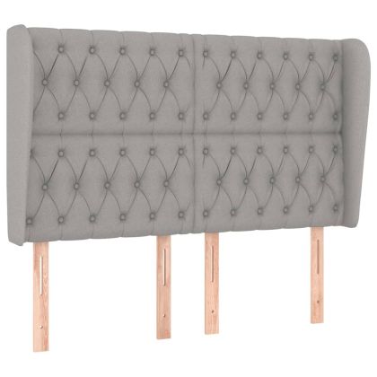 Горна табла за легло с уши, светлосива, 147x23x118/128 см, плат