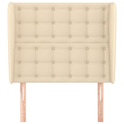 Горна табла за легло с уши, кремава, 83x23x118/128 см, плат