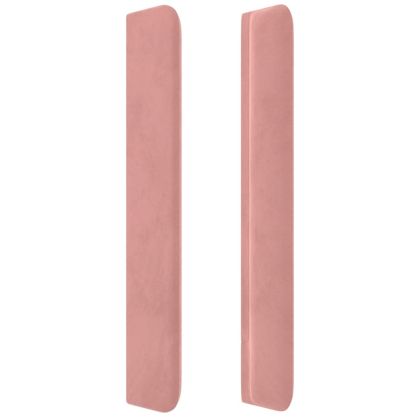 Горна табла за легло с уши, розова, 147x16x118/128 см, кадифе