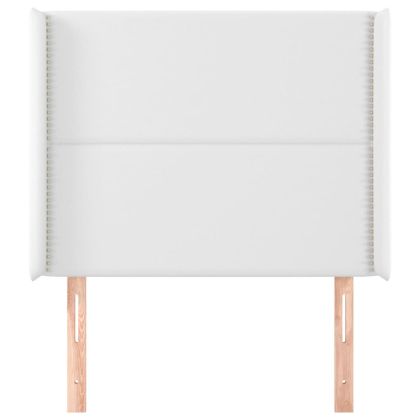 Горна табла с уши, бяла, 103x16x118/128 см, изкуствена кожа