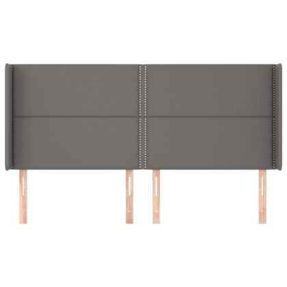 Горна табла с уши, сива, 203x16x118/128 см, изкуствена кожа