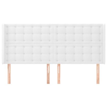 Горна табла с уши, бяла, 203x16x118/128 см, изкуствена кожа