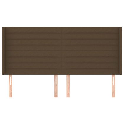 Горна табла за легло с уши, тъмнокафява,203x16x118/128 см, плат