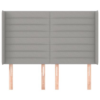 Горна табла за легло с уши, светлосива, 147x16x118/128 см, плат