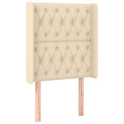 Горна табла за легло с уши, кремава, 83x16x118/128 см, плат