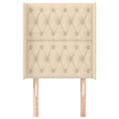 Горна табла за легло с уши, кремава, 83x16x118/128 см, плат