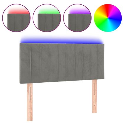 LED горна табла за легло, светлосива, 100x5x78/88 см кадифе