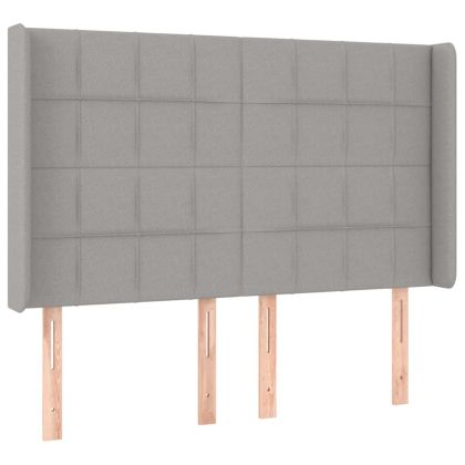 Боксспринг легло с матрак и LED, светлосиво, 140x200 см, плат