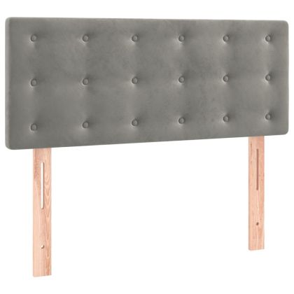 Боксспринг легло с матрак и LED, светлосиво, 120x200 см, кадифе