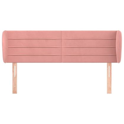 Горна табла за легло, розова, 147x23x78/88 см, кадифе