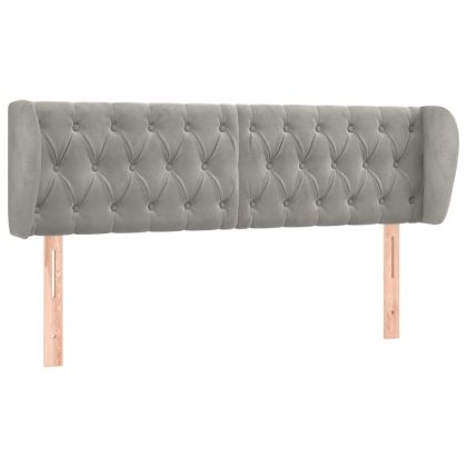 Горна табла за легло с уши, светлосива, 163x23x78/88 см, кадифе