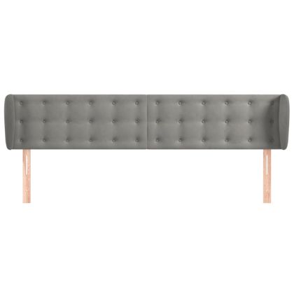 Горна табла за легло с уши, светлосива, 163x23x78/88 см, кадифе