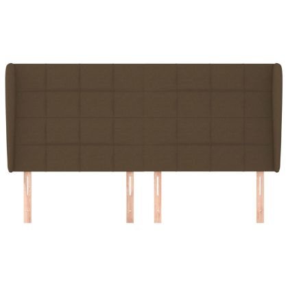 Горна табла за легло с уши, тъмнокафява,203x23x118/128 см, плат