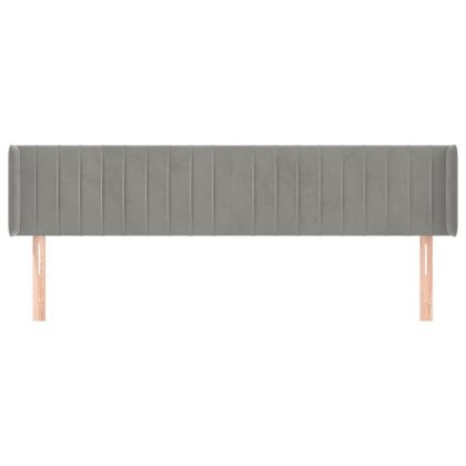 Горна табла за легло с уши, светлосива, 163x16x78/88 см, кадифе
