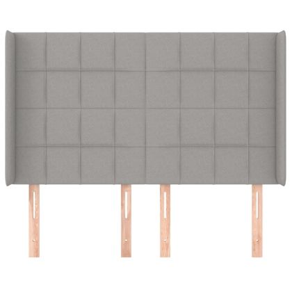 Горна табла за легло с уши, светлосива, 147x16x118/128 см, плат