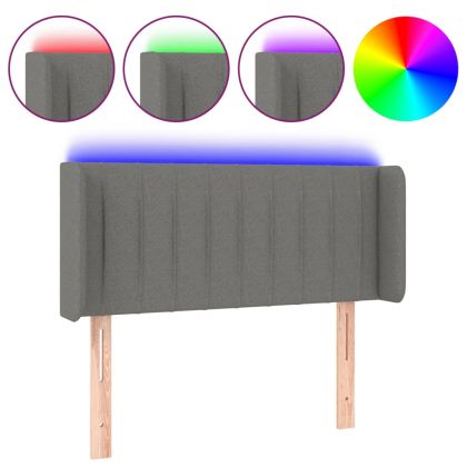 LED горна табла за легло, тъмносива, 93x16x78/88 см, плат