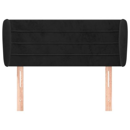 Горна табла за легло с уши, черна, 83x23x78/88 см, кадифе