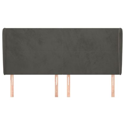 Горна табла за легло с уши, тъмносива, 183x23x118/128 см кадифе