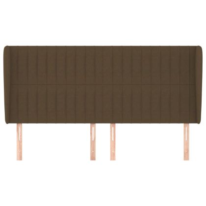 Горна табла за легло с уши, тъмнокафява,203x23x118/128 см, плат
