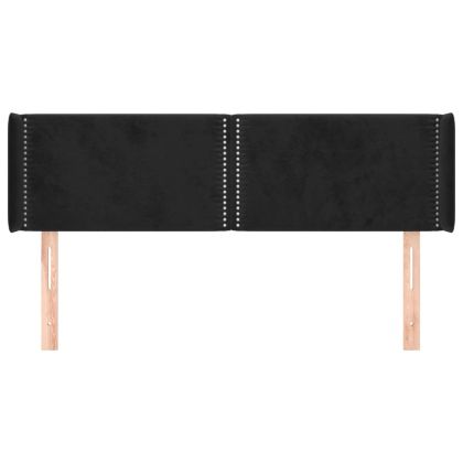 Горна табла за легло, черна, 147x16x78/88 см, кадифе