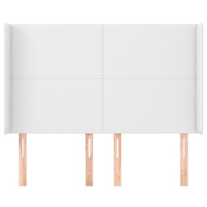 Горна табла с уши, бяла, 147x16x118/128 см, изкуствена кожа