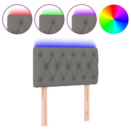 LED горна табла за легло, светлосива, 80x7x78/88 см, плат