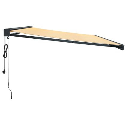 Прибираща се тента жълто и бяло 5x3 м плат и алуминий