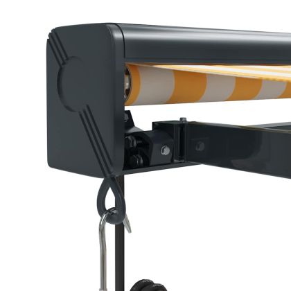 Прибираща се тента жълто и бяло 5x3 м плат и алуминий