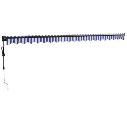 Автоматично прибираща се тента, синьо и бяло, 5x3 м