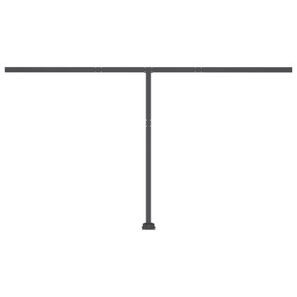 Ръчно прибиращ се сенник с LED, 400x300 см, синьо и бяло