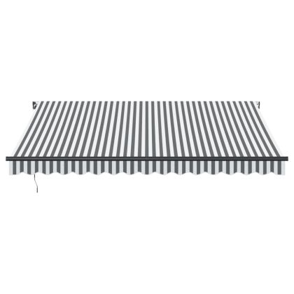 Ръчно прибираща се тента с LED, антрацит и бял, 400x300 см