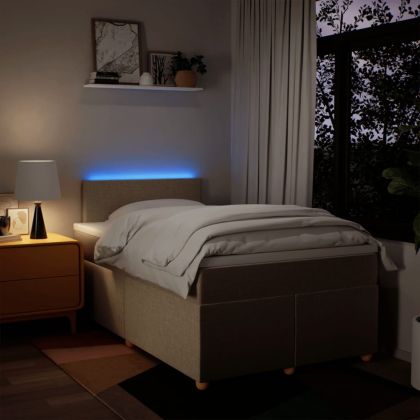 Боксспринг легло с матрак, кремаво, 120x200 см, плат