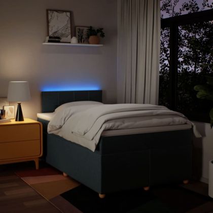 Боксспринг легло с матрак, синьо, 120x200 см, плат