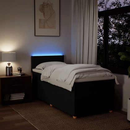 Боксспринг легло с матрак, черно, 80x200 см, плат