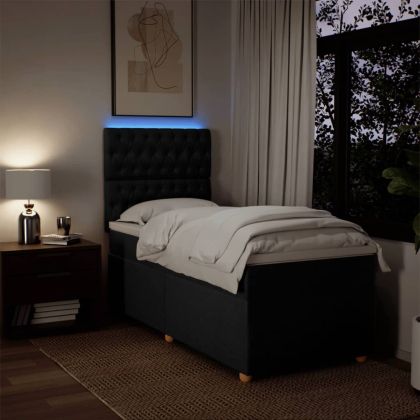 Боксспринг легло с матрак, черна, 90x190 см, плат