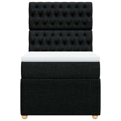 Боксспринг легло с матрак, черна, 90x190 см, плат