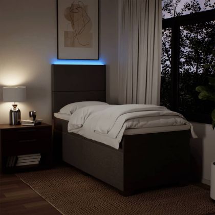 Боксспринг легло с матрак, светлосива, 90x190 см, плат