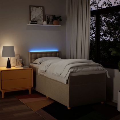 Боксспринг легло с матрак, кремава, 90x190 см, плат