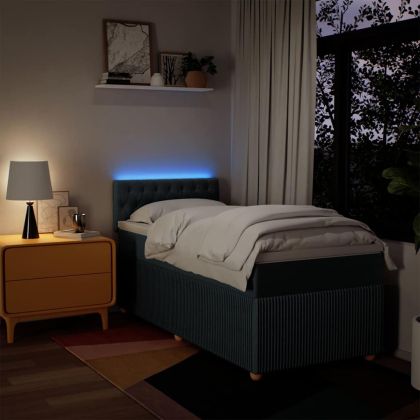 Боксспринг легло с матрак, синя, 90x190 см, плат