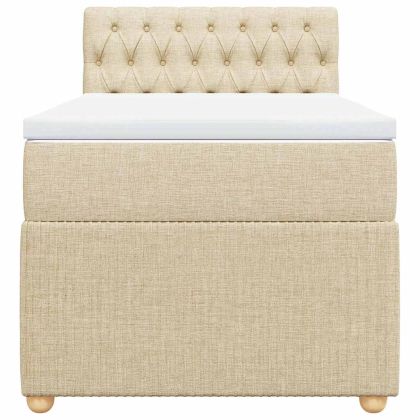 Боксспринг легло с матрак, кремаво, 100x200 см, плат