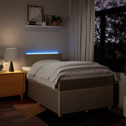 Боксспринг легло с матрак, кремаво, 120x200 см, плат