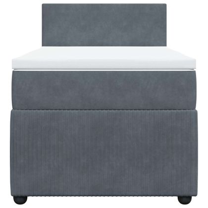 Боксспринг легло с матрак, тъмносиво, 100x200 см, кадифе