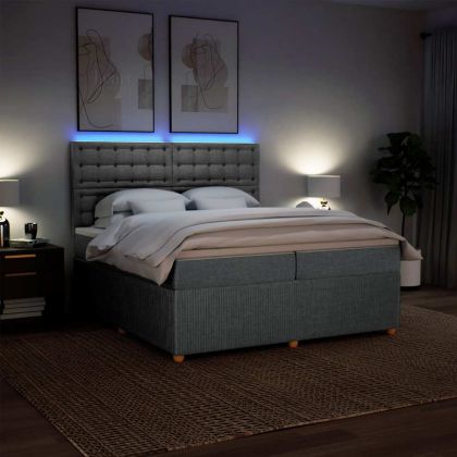 Боксспринг легло с матрак, светлосиво, 200x200 см, плат