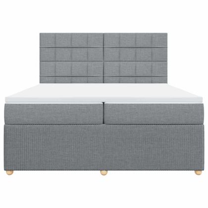 Боксспринг легло с матрак, светлосиво, 200x200 см, плат